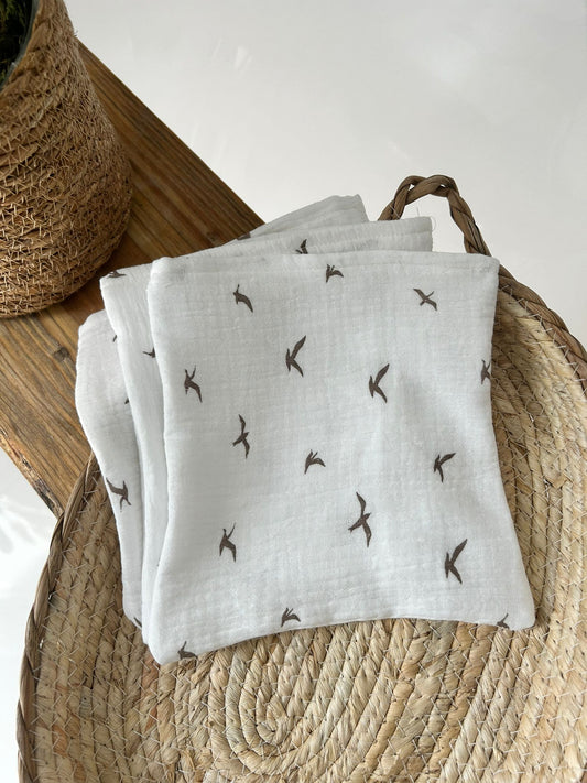 Handgemaakte Hydrofiele washandjes bird