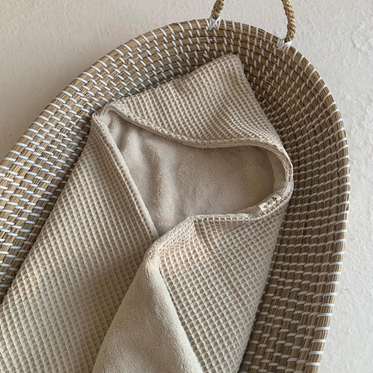 Handgemaakte Wikkeldoek Beige Bamboe fleece met wafelkatoen